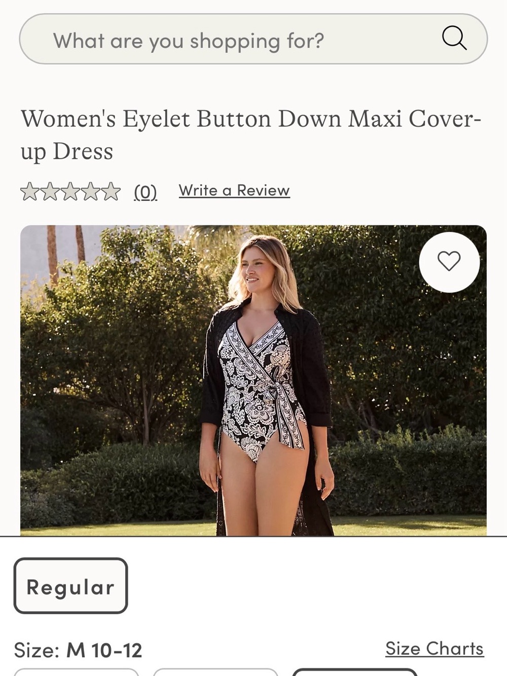 Lands' End Black Eyelet Button-Down Maxi Swim Coverup